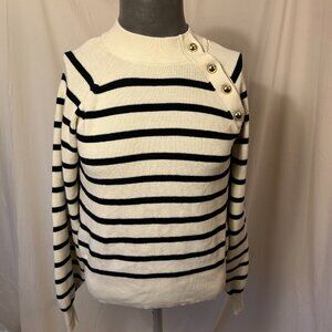 Nautical Vibes Striped Sweater W/ Gold Button Accents (Size S)